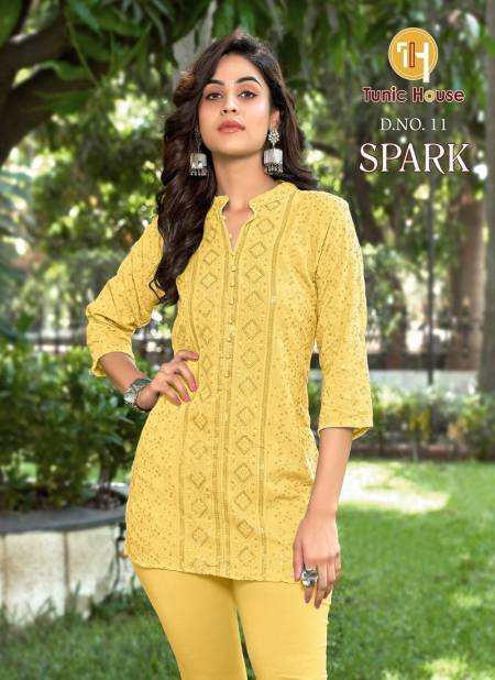 Spark 11 By Tunic House Chikankari Work Viscose Rayon Ladies Top Manufacturers
